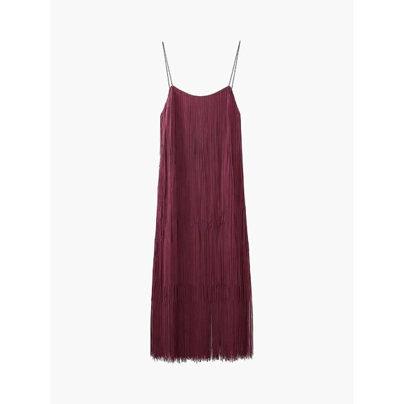 NWT Commense Women's Florence Burgundy Fringe Tassel Dress Size XS - Picture 8 of 9